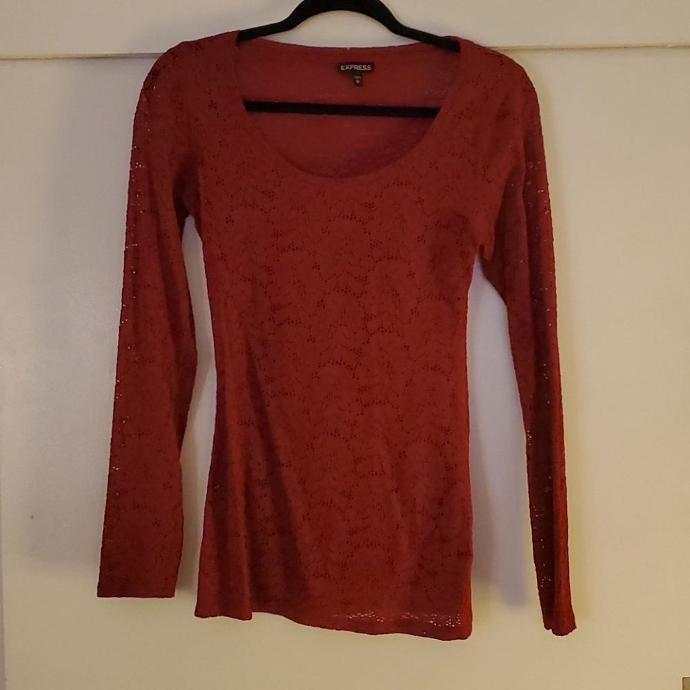 Red Lace Sheer Top